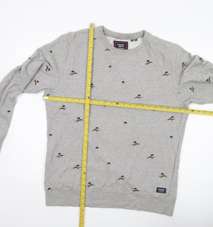 Superdry Men’s Grey 3XL Crew Neck Pullover Sweatshirt Embroidered