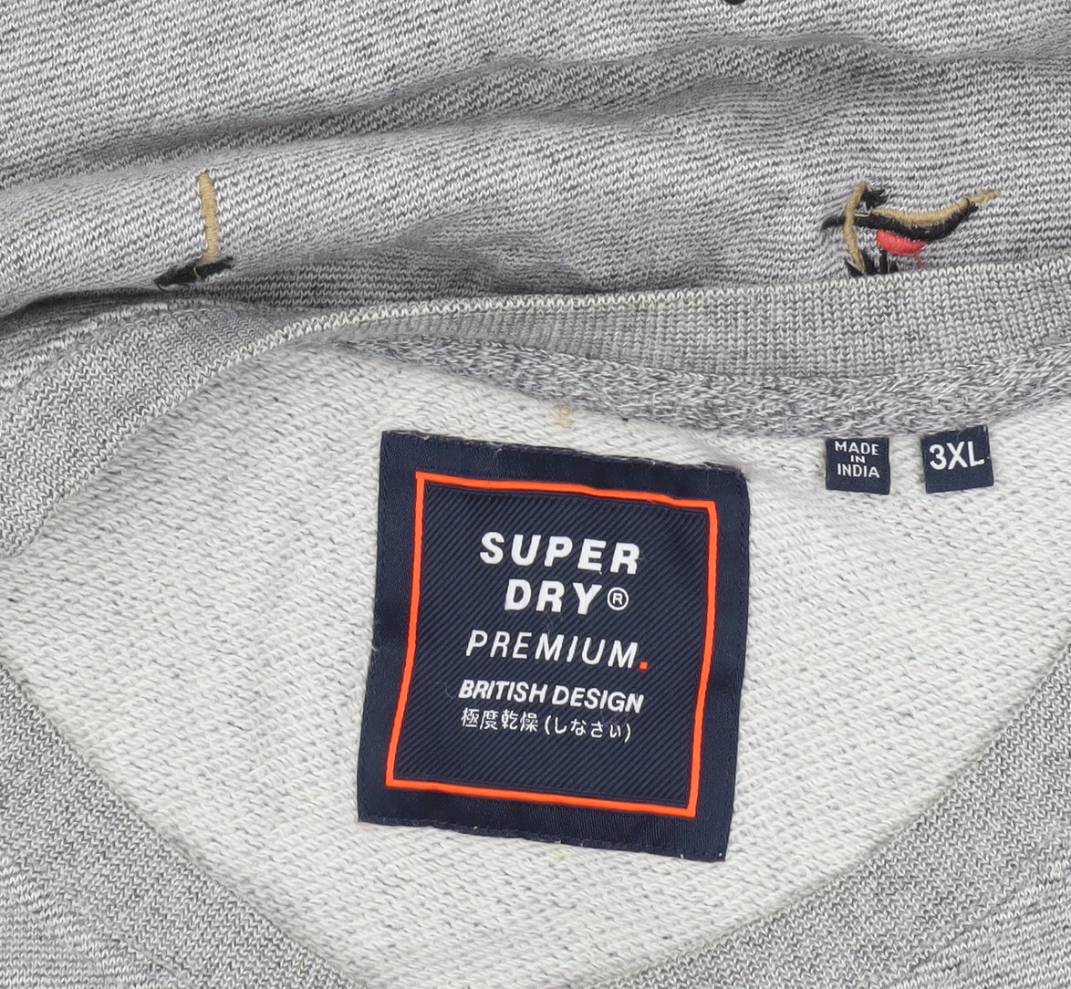 Superdry Men’s Grey 3XL Crew Neck Pullover Sweatshirt Embroidered