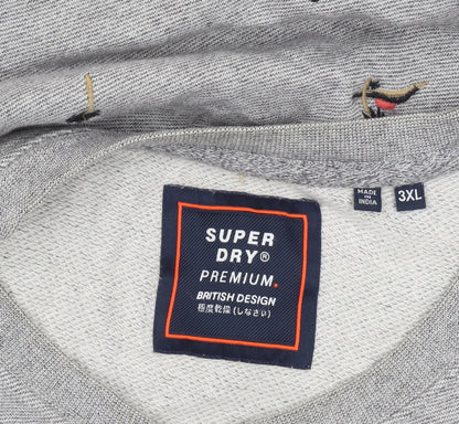 Superdry Men’s Grey 3XL Crew Neck Pullover Sweatshirt Embroidered