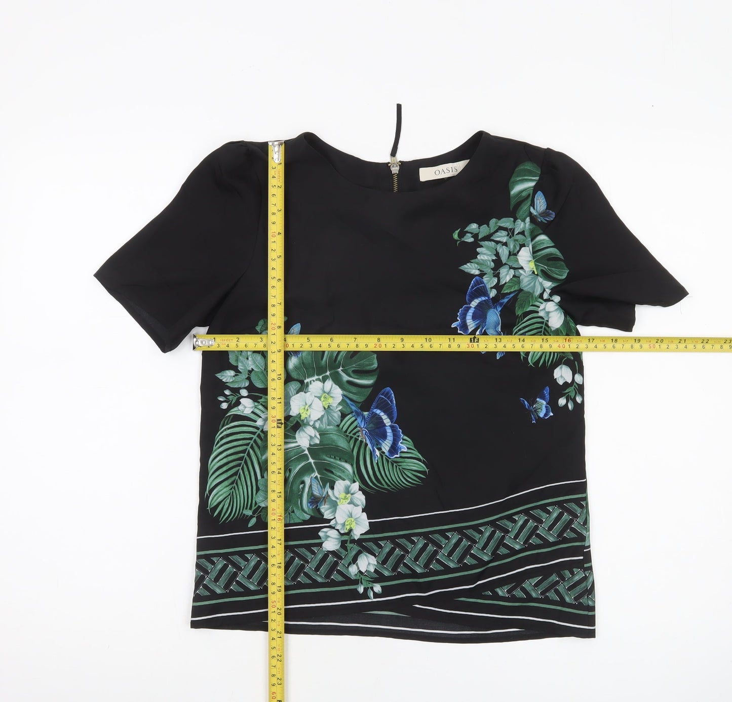 Womens UK Size 6 Oasis Black Tunic Blouse