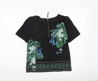 Womens UK Size 6 Oasis Black Tunic Blouse