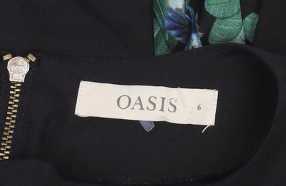 Womens UK Size 6 Oasis Black Tunic Blouse
