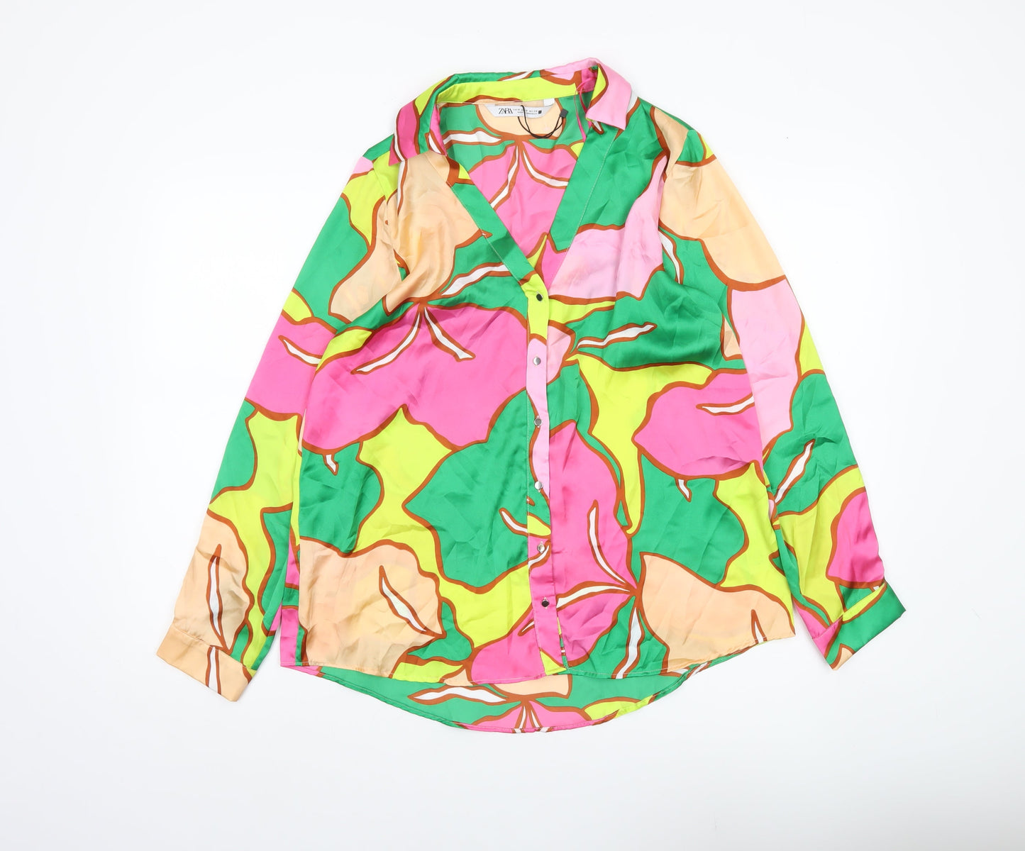 Womens UK Size 12 Zara Multicoloured Classic Button-Up