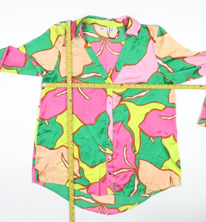Womens UK Size 12 Zara Multicoloured Classic Button-Up