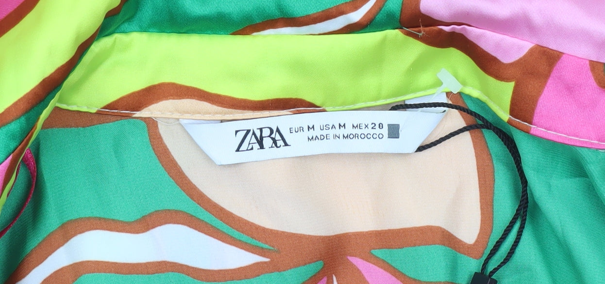 Womens UK Size 12 Zara Multicoloured Classic Button-Up