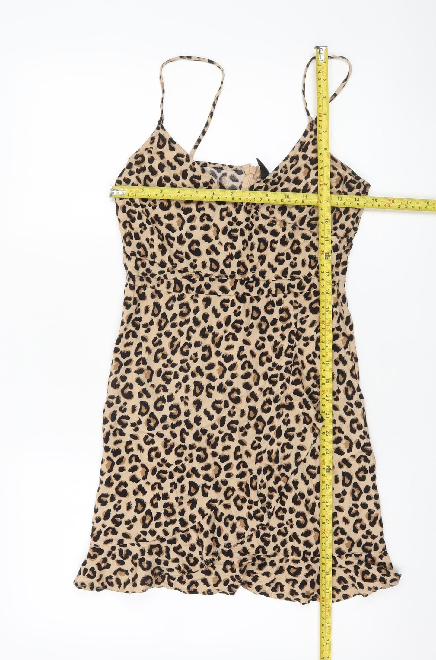 H&M Divided Women’s Beige Leopard Print Slip Dress UK 10