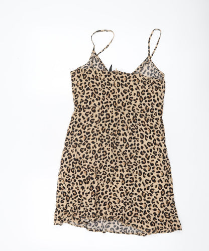 H&M Divided Women’s Beige Leopard Print Slip Dress UK 10
