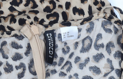 H&M Divided Women’s Beige Leopard Print Slip Dress UK 10