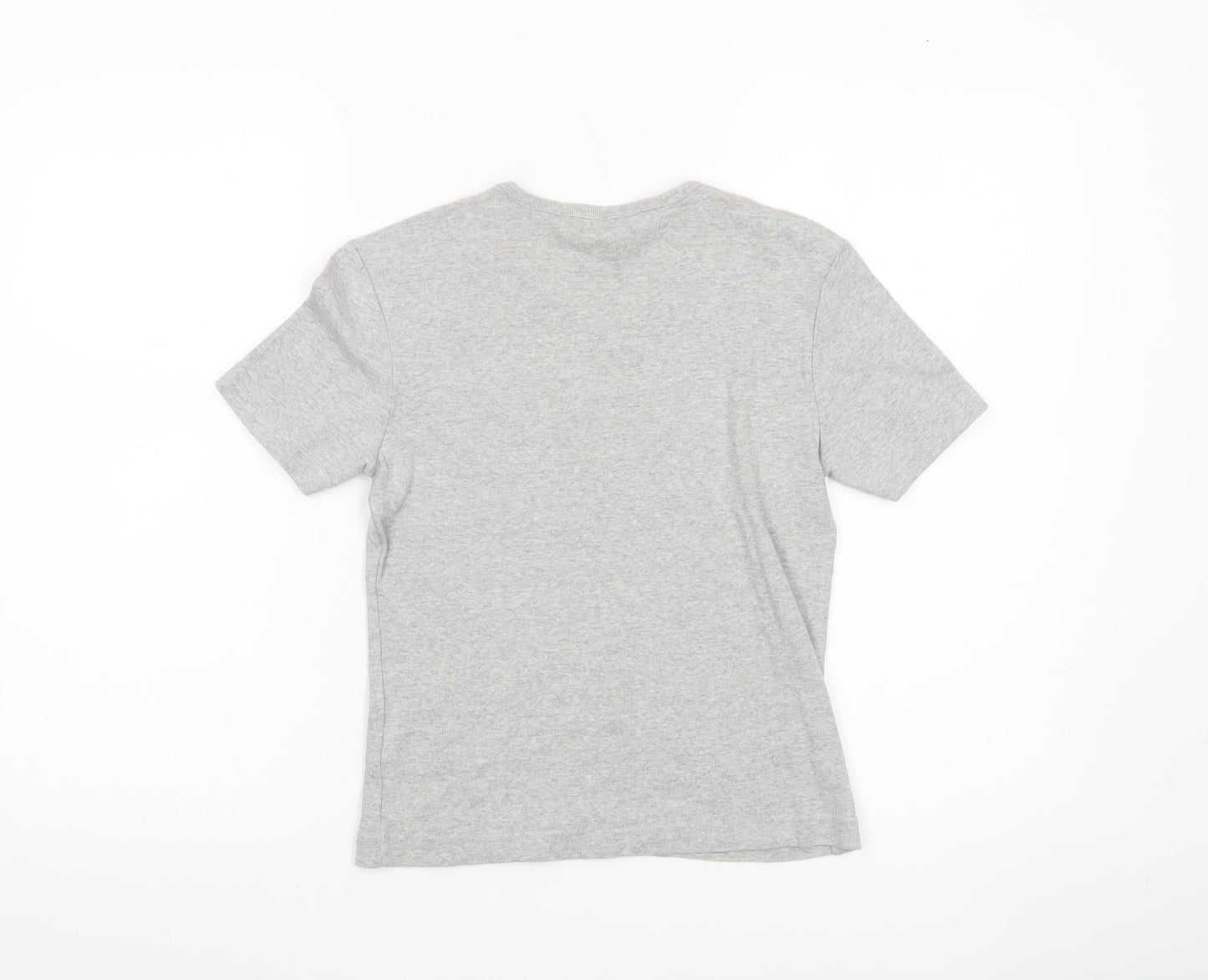 Esprit Womens Grey Cotton V-Neck T-Shirt Size S Short Sleeve