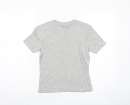Esprit Womens Grey Cotton V-Neck T-Shirt Size S Short Sleeve