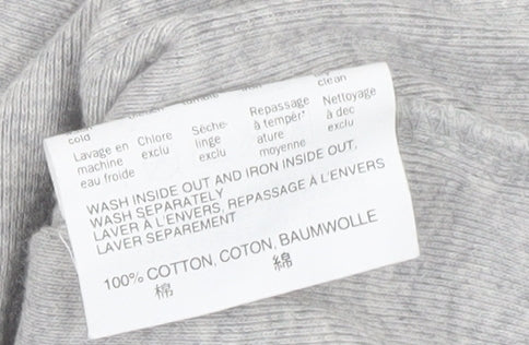 Esprit Womens Grey Cotton V-Neck T-Shirt Size S Short Sleeve