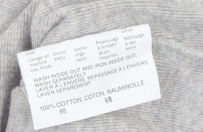 Esprit Womens Grey Cotton V-Neck T-Shirt Size S Short Sleeve