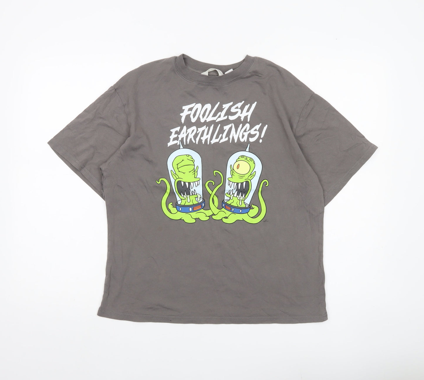 H&M Boys Grey Simpsons T-Shirt 11-12Y Graphic Print Kang Kodos Casual