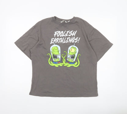 H&M Boys Grey Simpsons T-Shirt 11-12Y Graphic Print Kang Kodos Casual