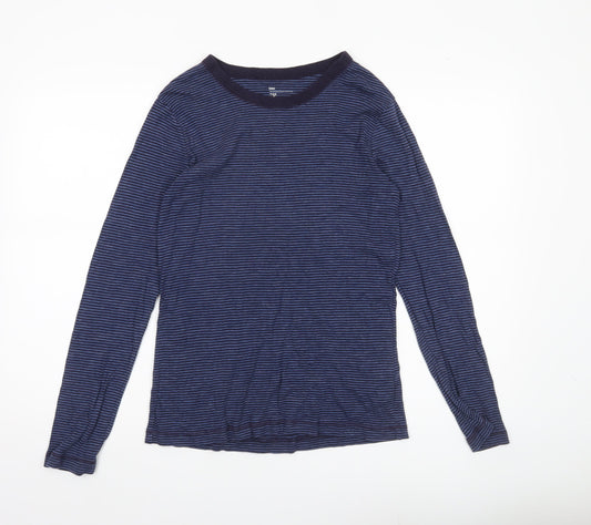 Gap Women’s Blue Striped Long Sleeve Crew Neck T-Shirt Size L