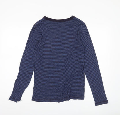 Gap Women’s Blue Striped Long Sleeve Crew Neck T-Shirt Size L