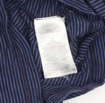 Gap Women’s Blue Striped Long Sleeve Crew Neck T-Shirt Size L