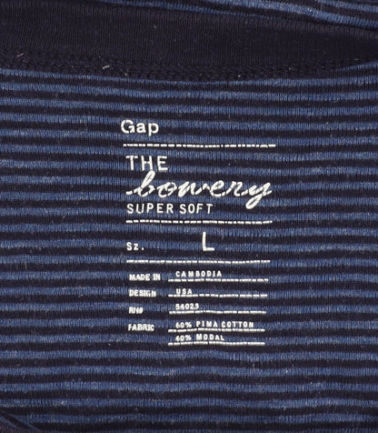Gap Women’s Blue Striped Long Sleeve Crew Neck T-Shirt Size L