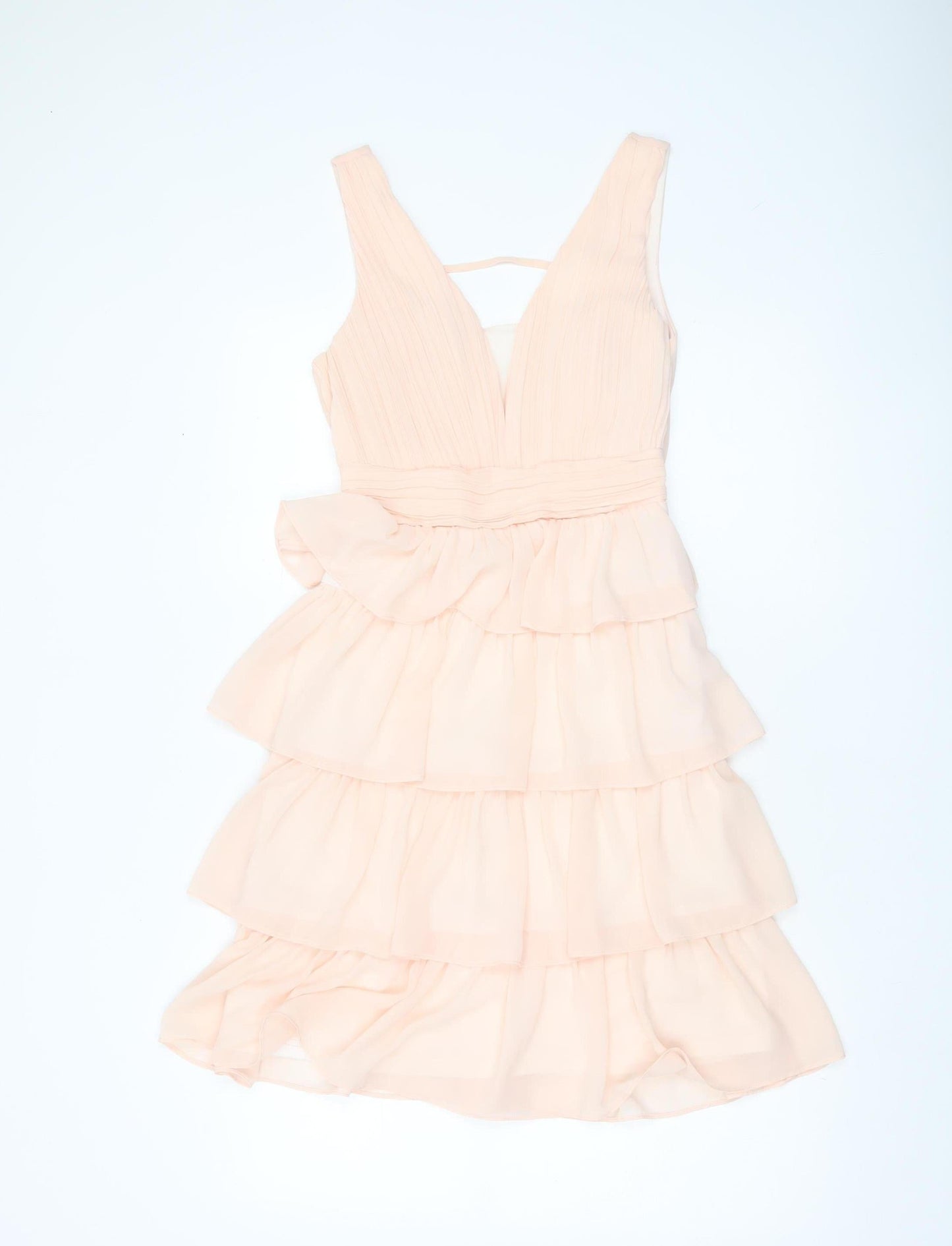 CHARM'S Paris Women Beige Short A-Line Sleeveless Cocktail Dress S