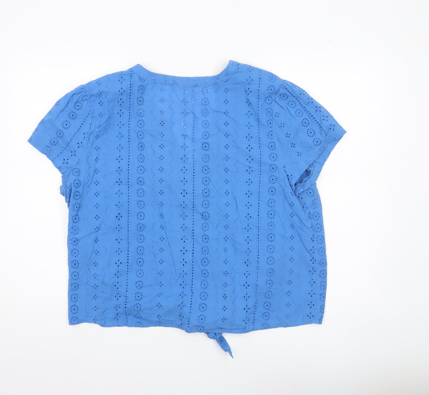 Womens UK Size 18 Roman Blue Cropped Blouse