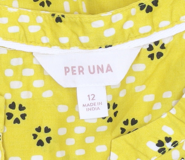 Womens UK Size 12 Marks and Spencer Yellow Tunic Blouse