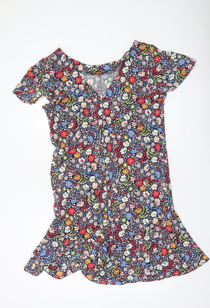 Next Women’s Multicoloured Floral V-Neck Fit & Flare Dress Size 14