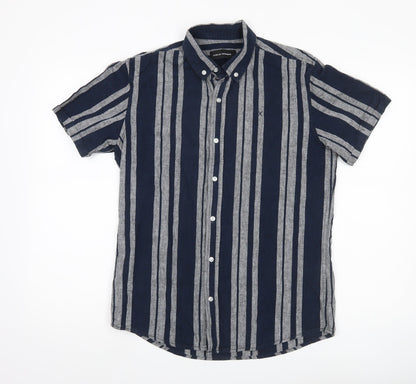 Clean Cut Copenhagen Men’s Blue Striped Short Sleeve Button-Up Shirt M