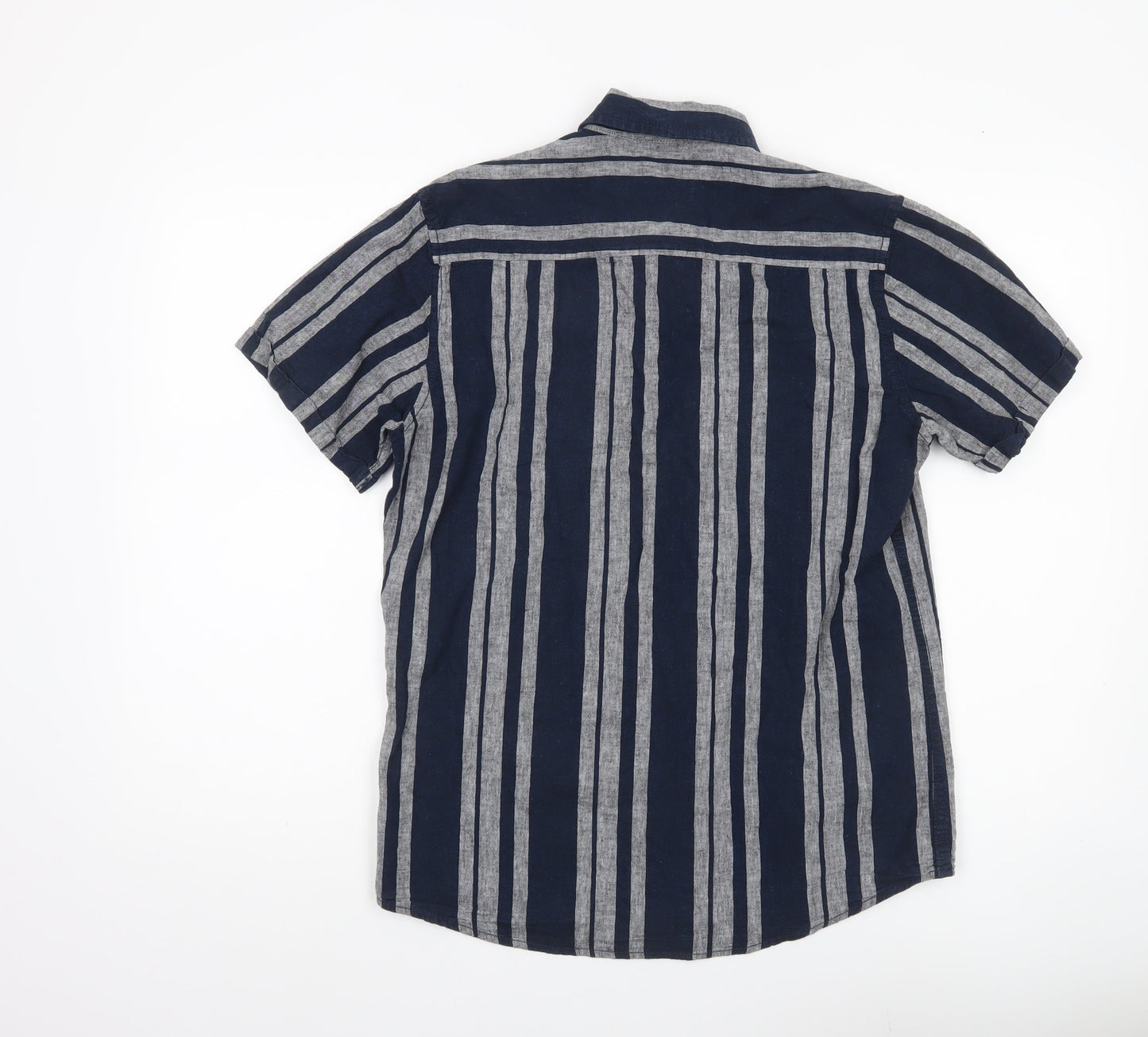 Clean Cut Copenhagen Men’s Blue Striped Short Sleeve Button-Up Shirt M