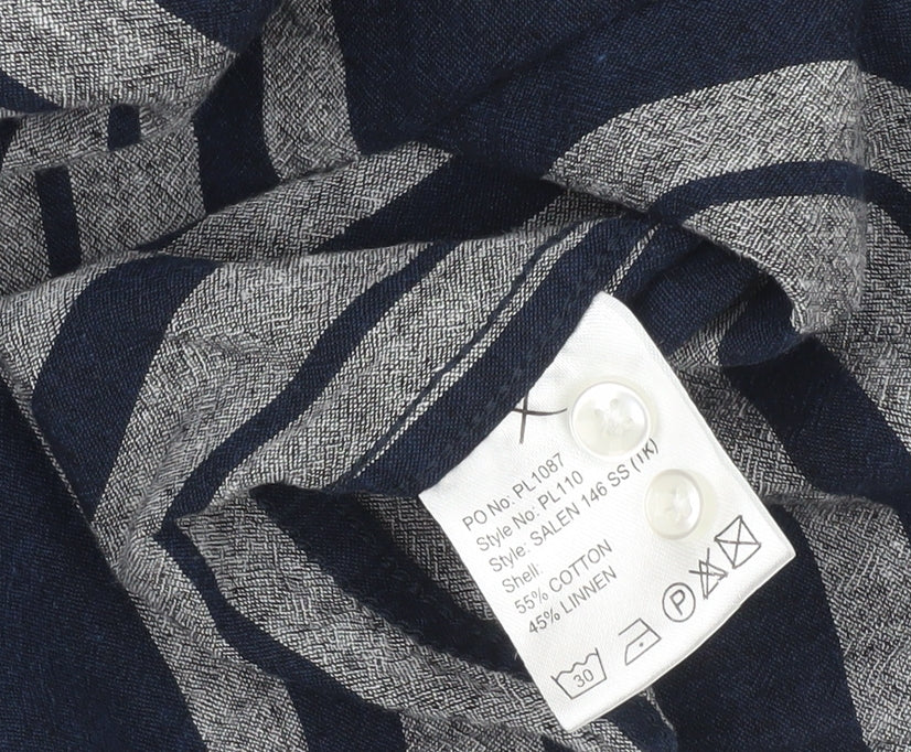 Clean Cut Copenhagen Men’s Blue Striped Short Sleeve Button-Up Shirt M