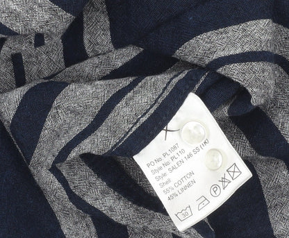 Clean Cut Copenhagen Men’s Blue Striped Short Sleeve Button-Up Shirt M
