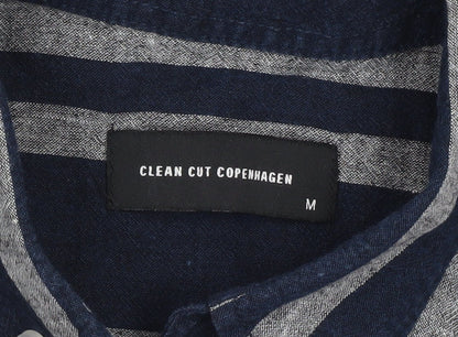 Clean Cut Copenhagen Men’s Blue Striped Short Sleeve Button-Up Shirt M