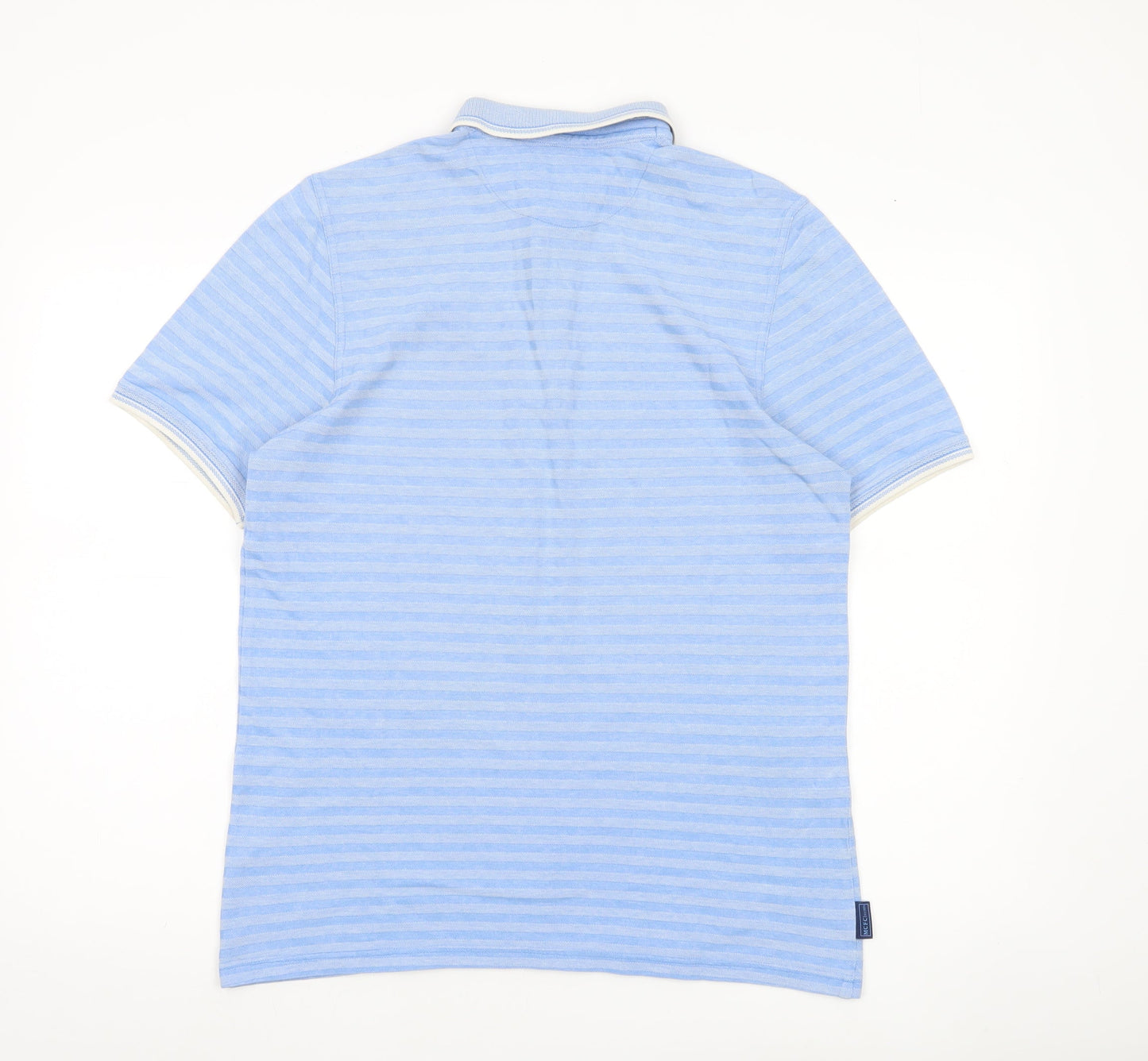 Manchester City Mens Blue Striped Polo Shirt Size M Short Sleeve Cotton