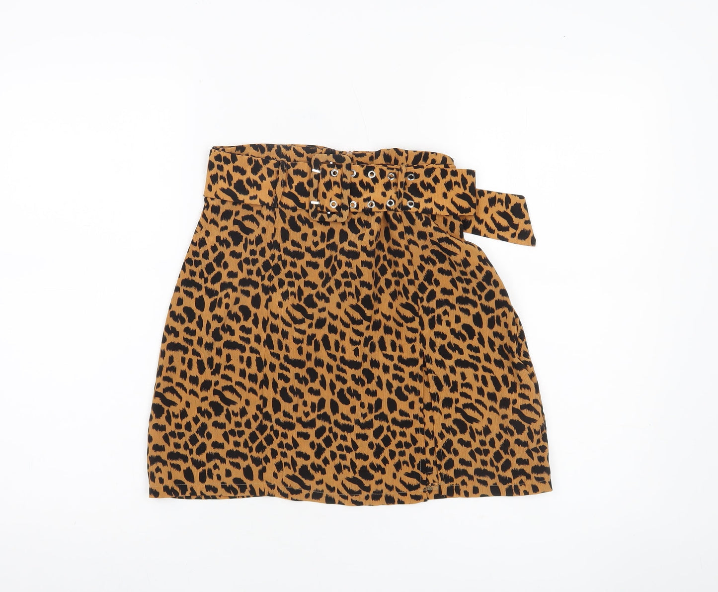 Missguided Women Brown Leopard Print High Rise Skirt Size 6