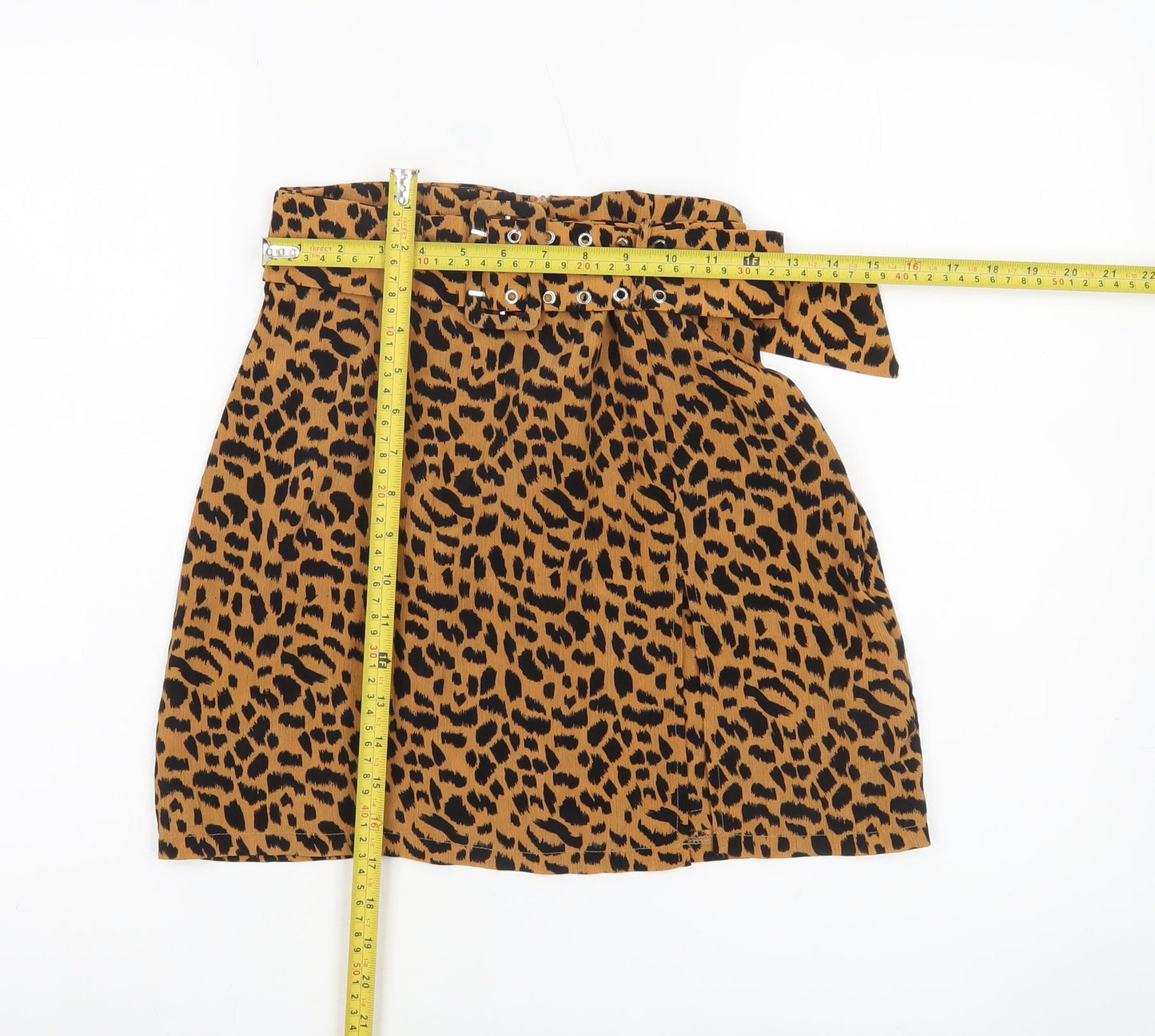 Missguided Women Brown Leopard Print High Rise Skirt Size 6