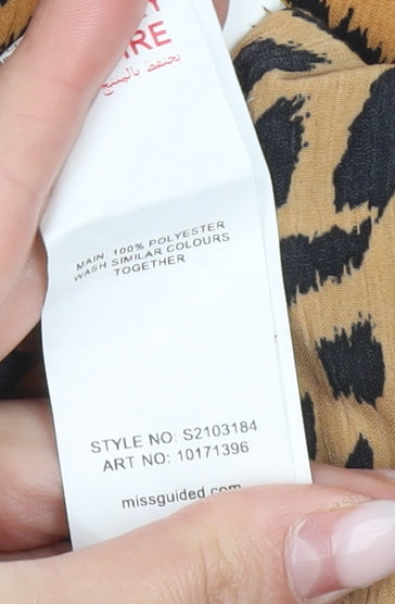 Missguided Women Brown Leopard Print High Rise Skirt Size 6