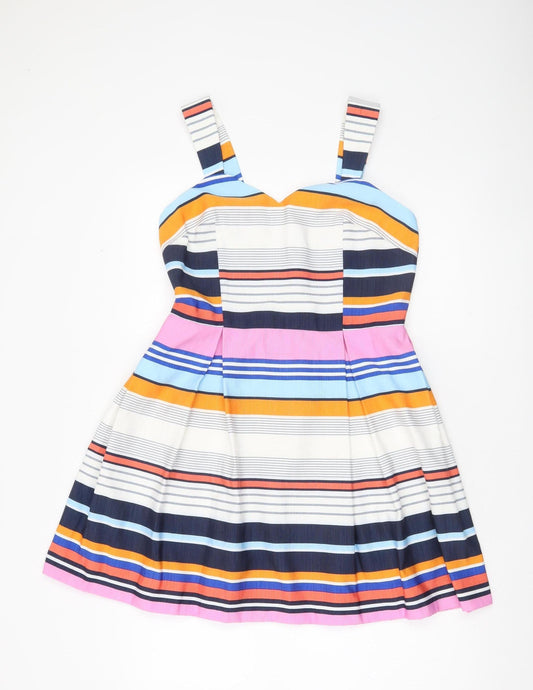 Jane Norman Women’s Multicoloured Stripe Fit & Flare Dress Size 12