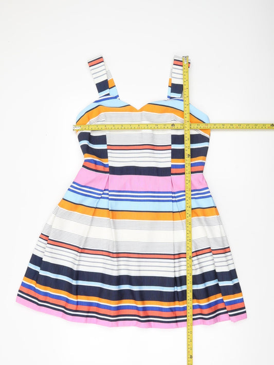 Jane Norman Women’s Multicoloured Stripe Fit & Flare Dress Size 12