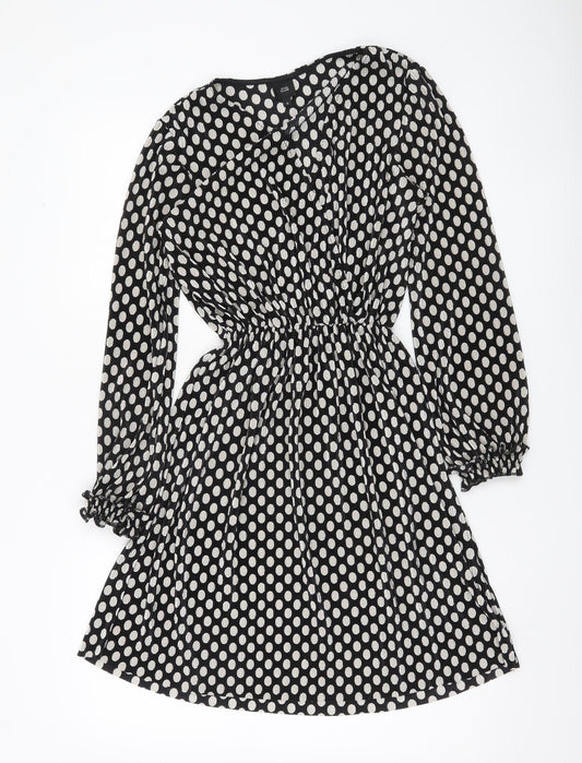 River Island Women’s Black Polka Dot A-Line Short Dress Size 10
