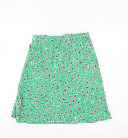 Nobody's Child Women's Green Floral A-Line Skirt Size 10