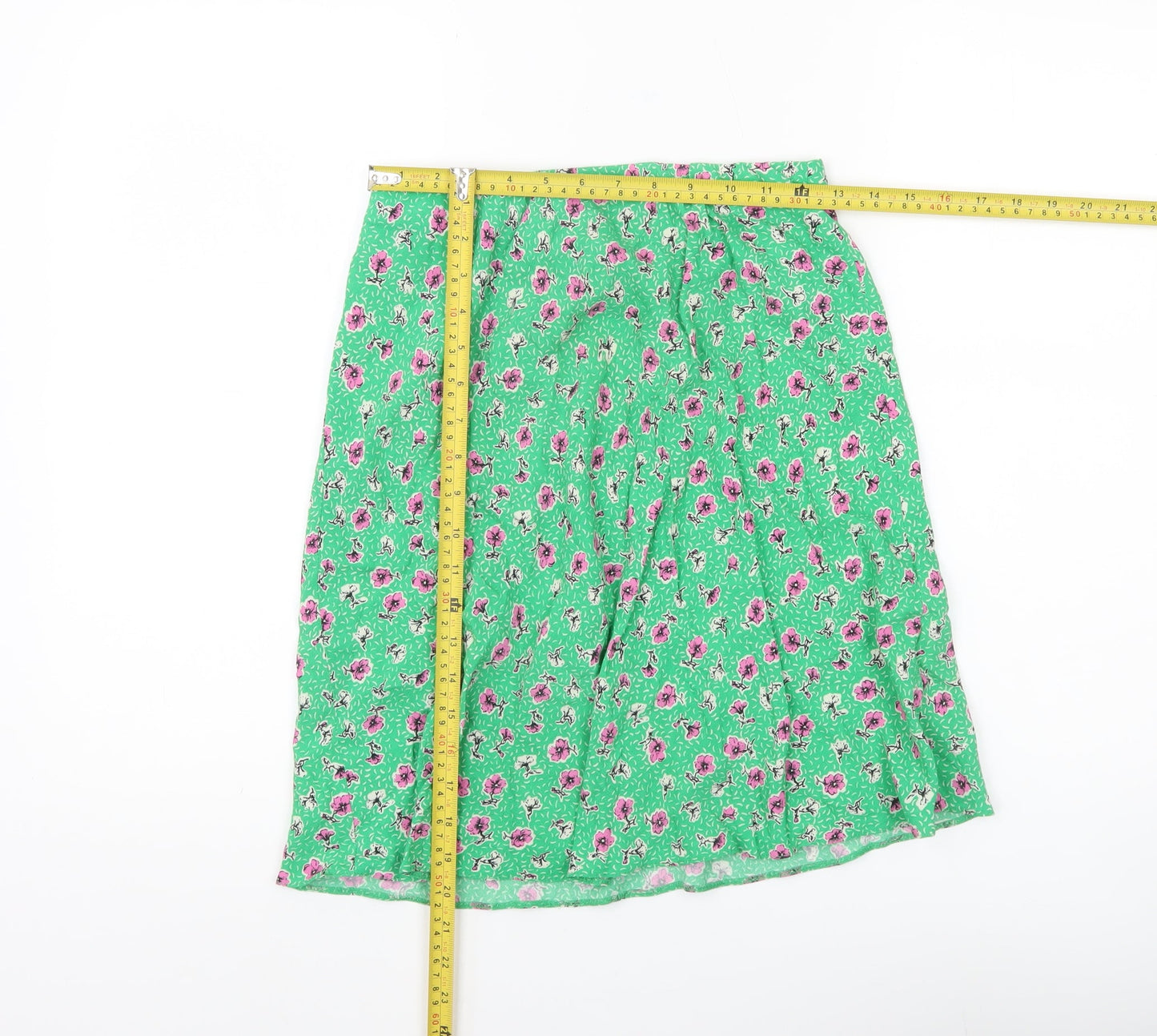 Nobody's Child Women's Green Floral A-Line Skirt Size 10