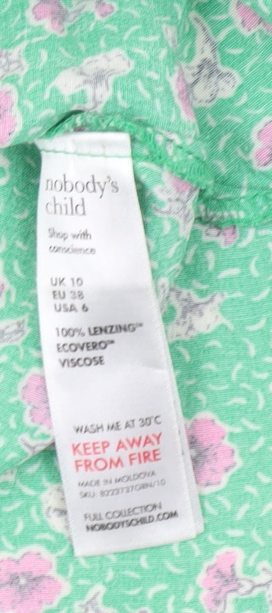 Nobody's Child Women's Green Floral A-Line Skirt Size 10