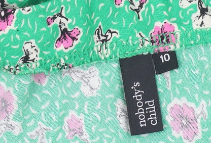 Nobody's Child Women's Green Floral A-Line Skirt Size 10