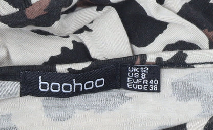 Boohoo Women’s Beige Leopard Print Swing Dress Size 12