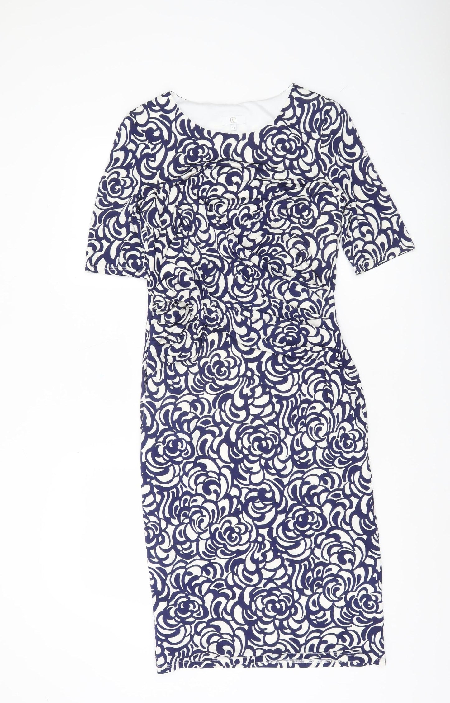 CC Women Blue Floral Sheath Knee Length Dress Size 10