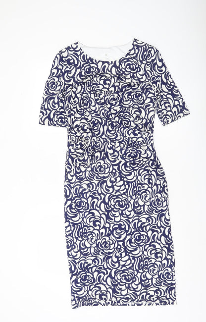 CC Women Blue Floral Sheath Knee Length Dress Size 10
