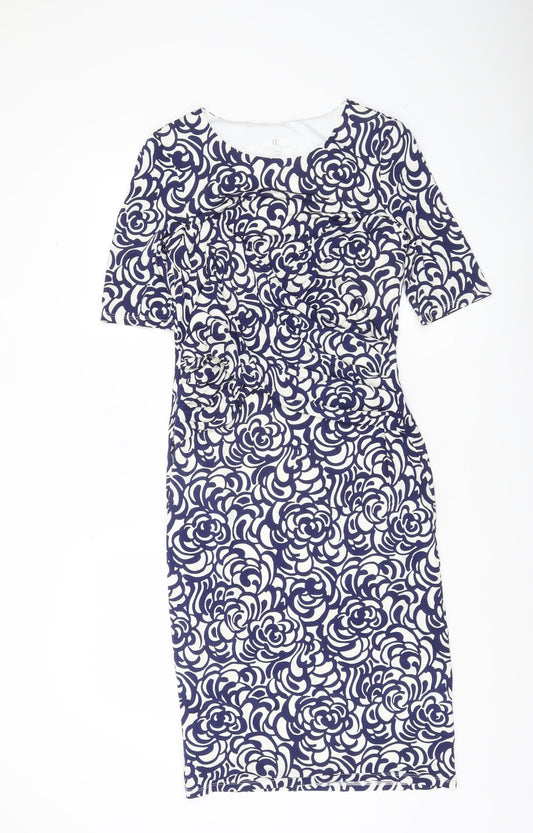 CC Women Blue Floral Sheath Knee Length Dress Size 10