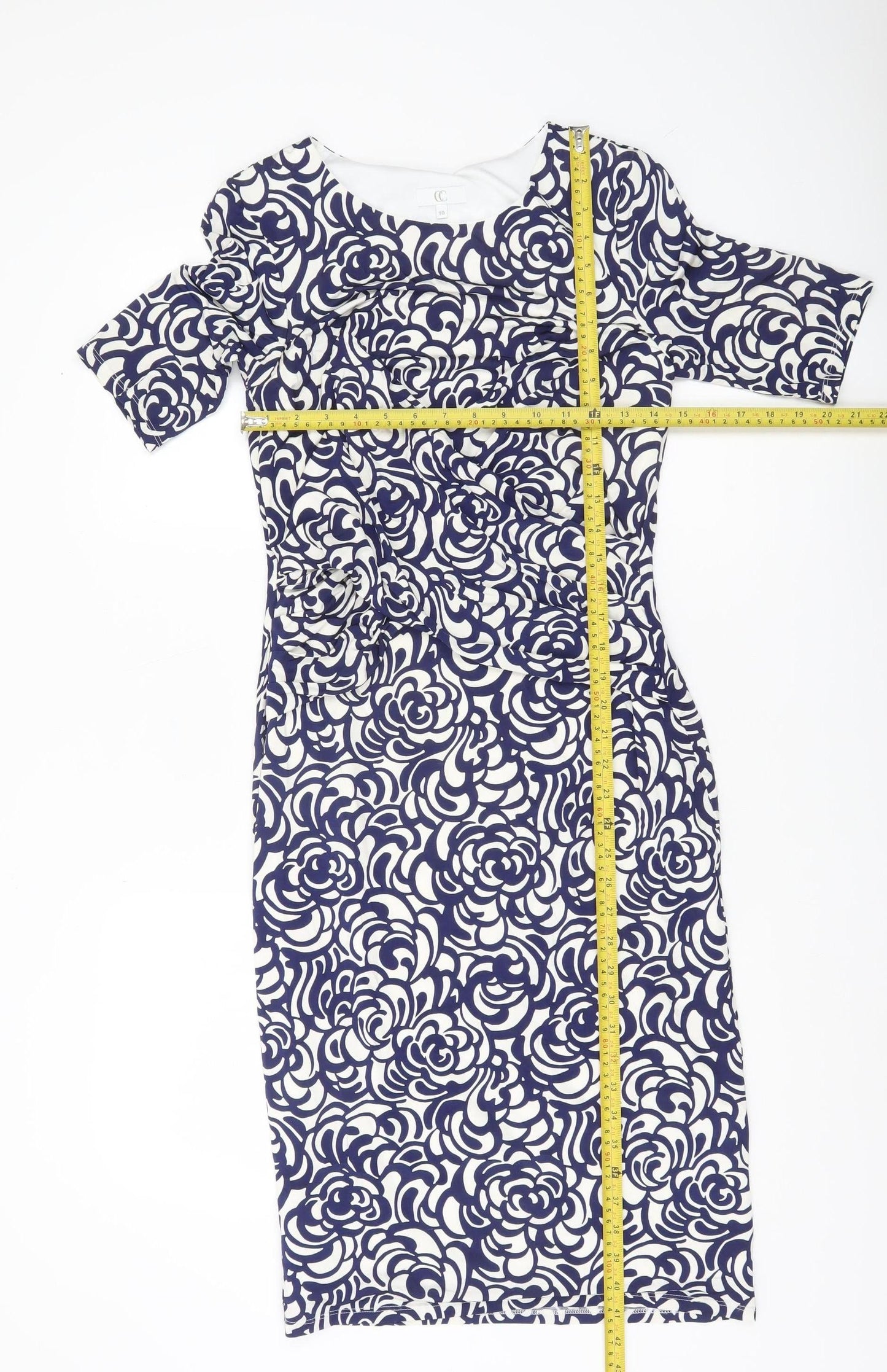 CC Women Blue Floral Sheath Knee Length Dress Size 10