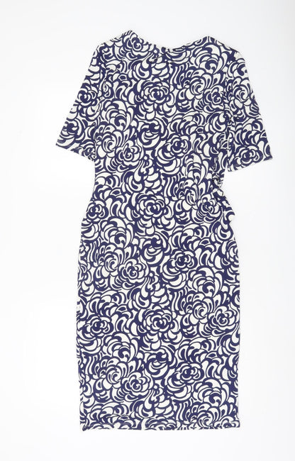 CC Women Blue Floral Sheath Knee Length Dress Size 10