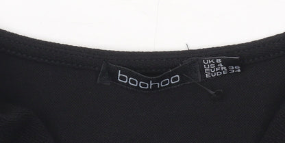 Boohoo Women’s Black V-Neck Belted Jumpsuit Size 8 Regular