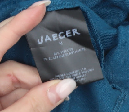 Jaeger Women's Blue Size M 3/4 Sleeve Scoop Neck Jersey Top